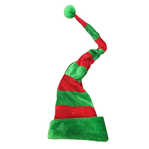 YeahiBaby Adorno de Navidad Sombrero para Elfo Navidad Disfraz Gorro de Navidad con Oreja para Adultos y Niños Rojo Verde