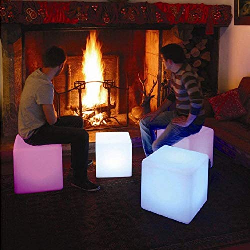 Ygetas Modos de LED Luminoso Cubo RGB 4 Menaje Restaurante Bar Stool Inteligente de Control Remoto Decorativo Luminoso Comedor Taburete la lámpara del Humor (tamaño : 60 * 60 * 60cm)