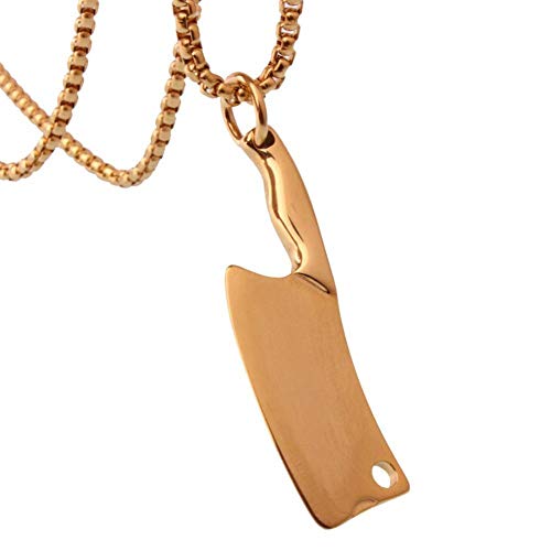 YHDNCG Colgante para Hombres y Mujeres de Acero Inoxidable Chapado en Oro pequeño Cuchillo de Cocina Colgante Collar Regalo de la joyería