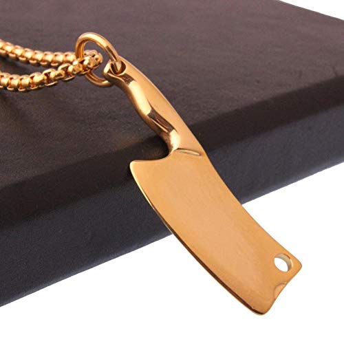 YHDNCG Colgante para Hombres y Mujeres de Acero Inoxidable Chapado en Oro pequeño Cuchillo de Cocina Colgante Collar Regalo de la joyería