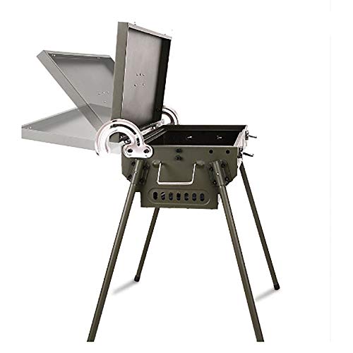 Yhjkvl-HO Barbacoas Manija de Acero Inoxidable Parrilla Exterior de leña Barbacoa portátil Plegable (Color : Metallic, Size : 65x70x62cm)