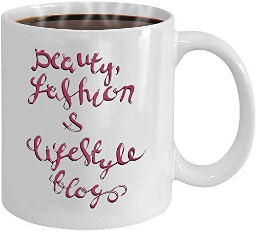 YHJUI El mejor regalo divertido de la taza de café Blog de moda Escrito a mano letras rosadas para las redes sociales aisladas sobre fondo blanco