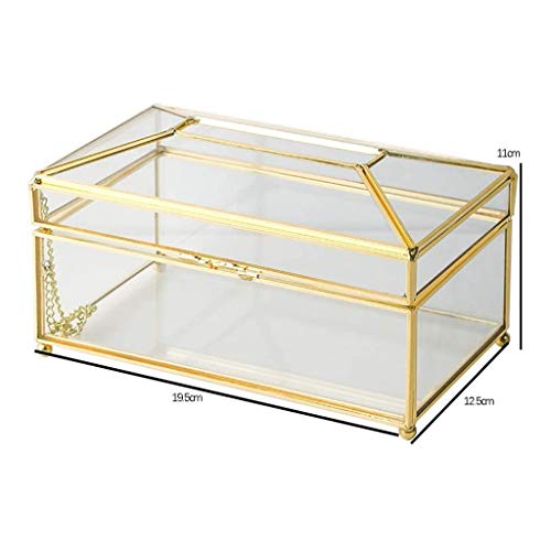 YHSMZ Rectangular de cristal claro de papel caja de pañuelos, servilletas decorativo de cristal caja de almacenamiento, sostenedor del tejido facial de Dresser, baño, dormitorio, decoración del hogar,