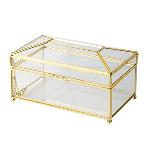 YHSMZ Rectangular de cristal claro de papel caja de pañuelos, servilletas decorativo de cristal caja de almacenamiento, sostenedor del tejido facial de Dresser, baño, dormitorio, decoración del hogar,