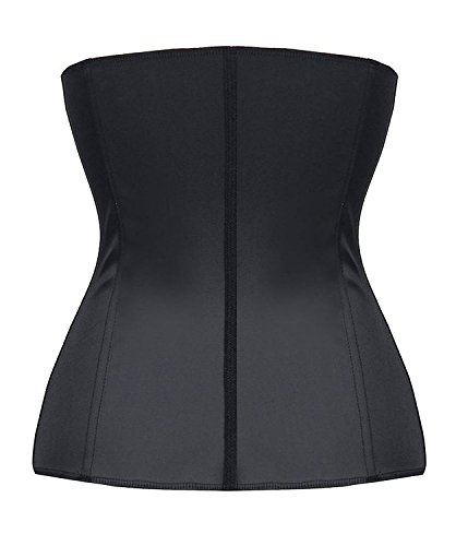 YIANNA Mujer Fajas Reductoras Corsé Waist Trainer Corset Reductor Adelgazante Bustiers de Cinturón Formación Negro,UK-YA- U37G-Black-S