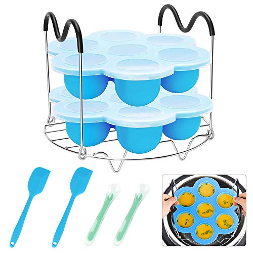 yidenguk silicona Ei Bites Formen, 7 Cup silicona Muffin sartén, 9 piezas Instant Pot accesorios con Steamer Rack, cuchara, espátula para 5/6/8 Quart Instant Pot, olla eléctrica