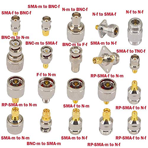 YiLIANDUO - Adaptador SMA Kit 20 Tipo Conector coaxial RF SMA a BNC/F/N adaptador para antena SDR Radio Amateur Baofeng CCTV Microondas FM Difusión