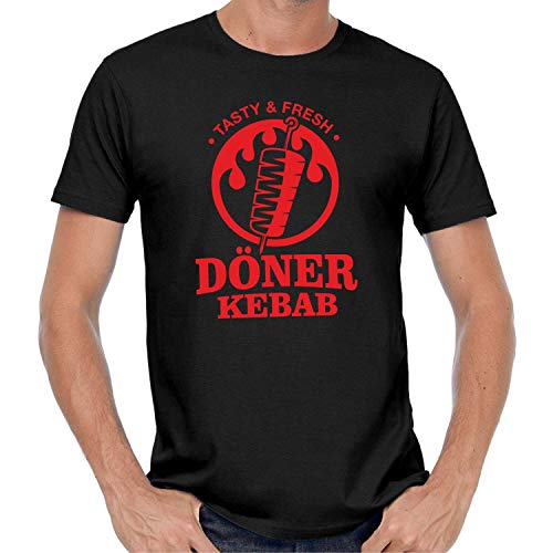 YISHA Doner Kebab Doner Fast Food Snack Turkish Shawarma Grill Funny Comedy T-Shirt,Black,S