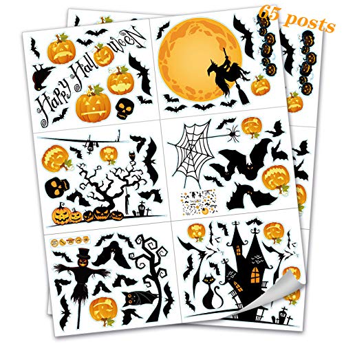 Yisscen Pegatinas de ventana de Halloween Pegatinas de pared, Pegatinas de ventana de Halloween, Decoraciones de murciélago calavera Pegatinas extraíbles Pegatinas para fiesta de Halloween