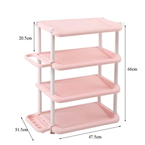 YISUNF Rosa de Zapatos Simple Rack Simple Dormitorio Principal Espacio multifunción Capa de Gran Capacidad Puerta Pequeño Zapatero Estante del Zapato 31.5x47.5x66cm