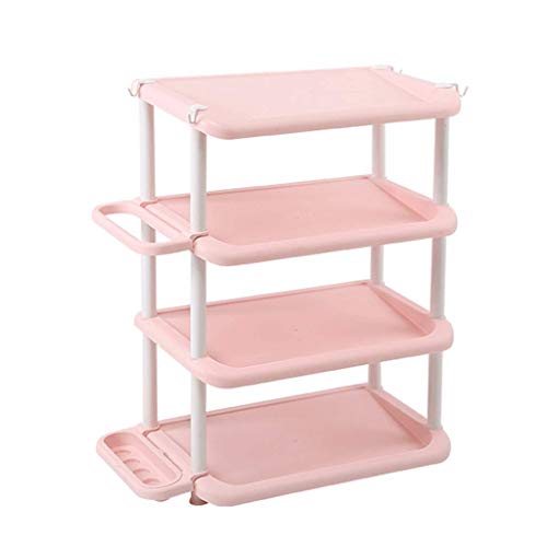 YISUNF Rosa de Zapatos Simple Rack Simple Dormitorio Principal Espacio multifunción Capa de Gran Capacidad Puerta Pequeño Zapatero Estante del Zapato 31.5x47.5x66cm