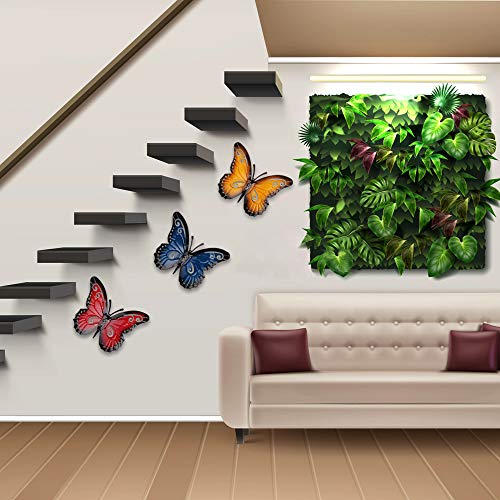 YiYa Mariposa de Metal un Grupo de 3 Colores Insecto Lindo para Colgar Arte de la Pared Jardín Decoración del césped Esculturas de Pared al Aire Libre de Interior