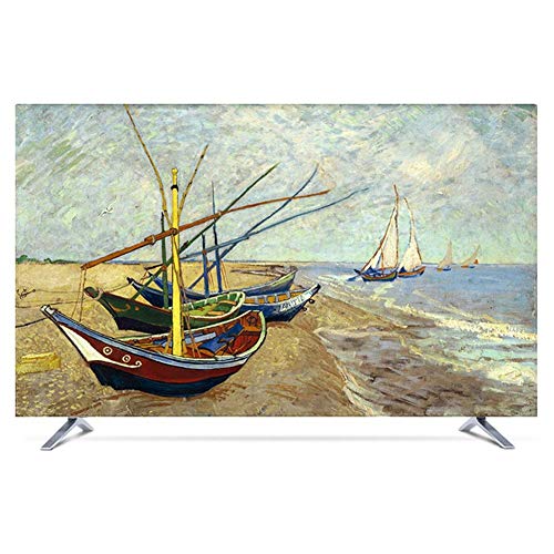 YKJL Cubierta de TV LCD TV-Abdeckung TV Estuche Antipolvo Paisaje Cielo Estrellado Decoración Paño para computadora Fundas para monitores Ölgemälde Muster-27inch Velero