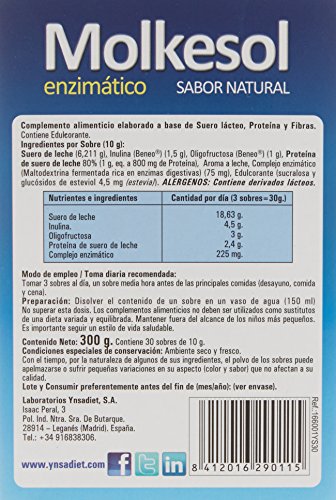 Ynsadiet Molkesol Natural Enzimático con Stevia - 30 Sobres