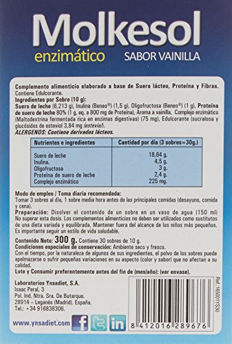 Ynsadiet Molkesol Vainilla Enzimático con Stevia - 30 Sobres