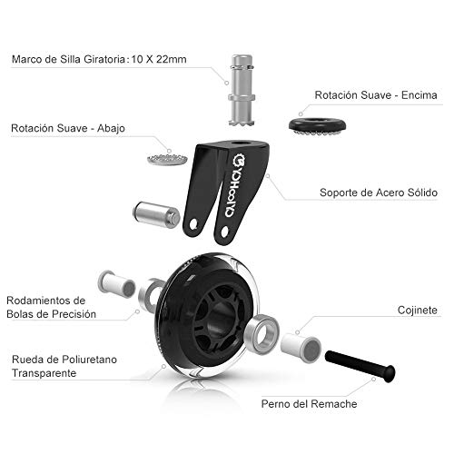 YOHOOLYO 5Pcs Ruedas para Sillas de Oficina 10x22mm Ruedas de Repuesto Caster Silencioso Rolling y Seguro para Cualquier Piso