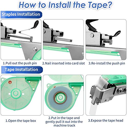 Yongirl - Máquina de atar plantas, herramienta de tapener para uvas, frambuesas, tomates y verduras, viene con cintas, grapas