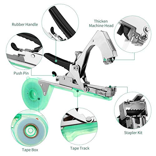 Yongirl - Máquina de atar plantas, herramienta de tapener para uvas, frambuesas, tomates y verduras, viene con cintas, grapas