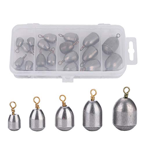 Yosoo Health Gear Kit de sumideros de Pesas 20PCS, Pesas de Pesca para Agua Dulce de Agua Salada, Incluye 5 Pesas Diferentes