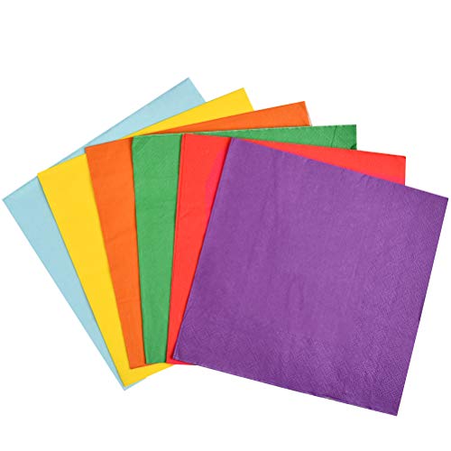 YOTINO 120 Servilletas de Papel de cóctel de Bebida Coloridas Para Cóctel 2 Capas Fiestas Bodas Cenas o Eventos Varios Colores +60 Platos De Papel Para Fiestas