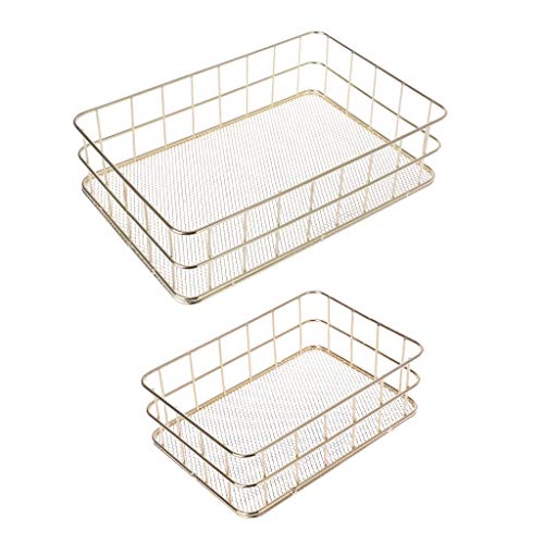 Youlin - Cesta de almacenamiento de metal, S/L, para cocina, cuarto de baño o oficina, dorado, L