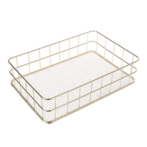 Youlin - Cesta de almacenamiento de metal, S/L, para cocina, cuarto de baño o oficina, dorado, L