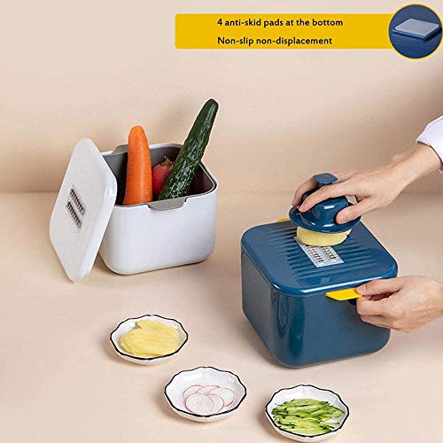 Youyababay Cortador De Verduras Cortador Y Rallador Multifuncional, Cortador De Alimentos Mandoline Slicer Multifunción, con 4 Cuchillas De Acero Inoxidable, Guardamanos, Picadoras De Vegetales