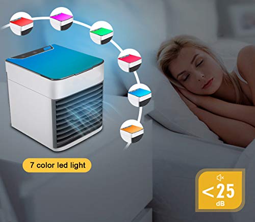 YQ Arctic Air Air Cooler X2, Tres en uno para enfriamiento y humidificación y purificación de Aire, conexión USB fácil de Transportar, iluminación Nocturna de 7 Colores, Adecuado para el hogar,