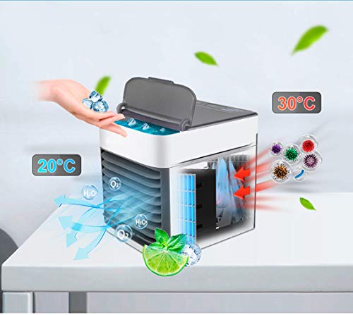 YQ Arctic Air Air Cooler X2, Tres en uno para enfriamiento y humidificación y purificación de Aire, conexión USB fácil de Transportar, iluminación Nocturna de 7 Colores, Adecuado para el hogar,