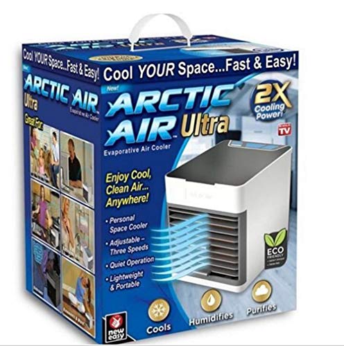 YQ Arctic Air Air Cooler X2, Tres en uno para enfriamiento y humidificación y purificación de Aire, conexión USB fácil de Transportar, iluminación Nocturna de 7 Colores, Adecuado para el hogar,