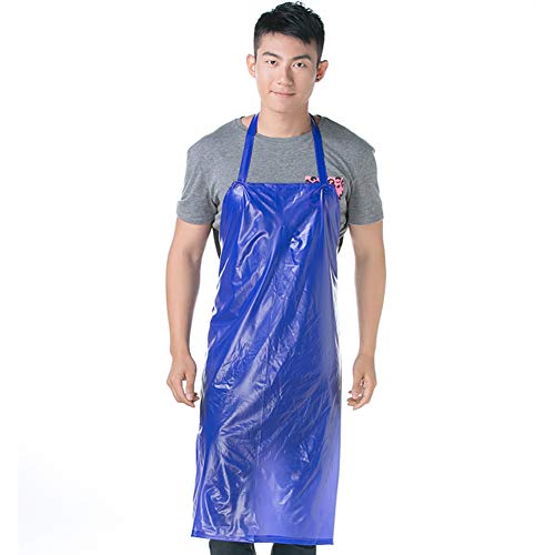 YQ WHJB Impermeable Espesar Bib Delantales,PVC Heavy Duty Delantales,Industrial Lavaplatos Análisis Resistente a Productos químicos Delantales de Cocina-Azul