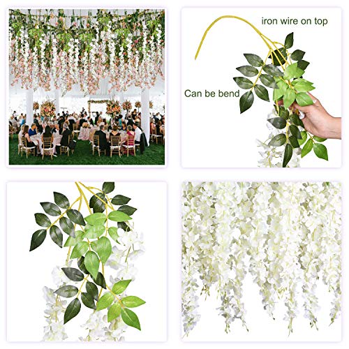 YQing 6 Piezas de Flores Artificiales de glicinia de Seda para decoración de Bodas, hogar, jardín, Fiesta, decoración de Flores de simulación