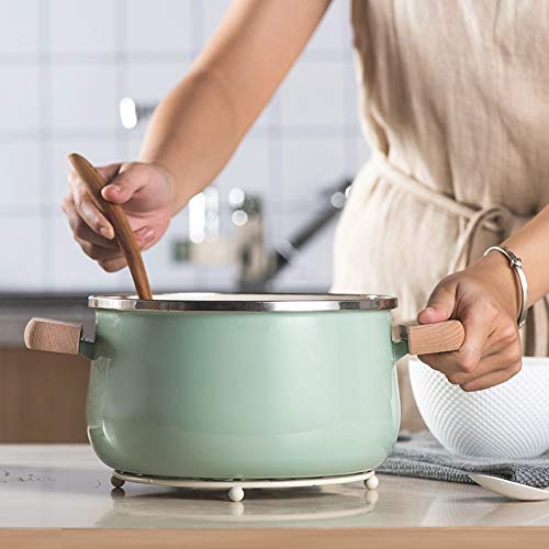 Yqs Cazo Norte Europ Esmalte Mango de Madera Olla de Sopa de Leche Espesa sartén Fideos de inducción General en el hogar Cocina Japonesa guiso de Giro Horizontal Manual (Color : 2)