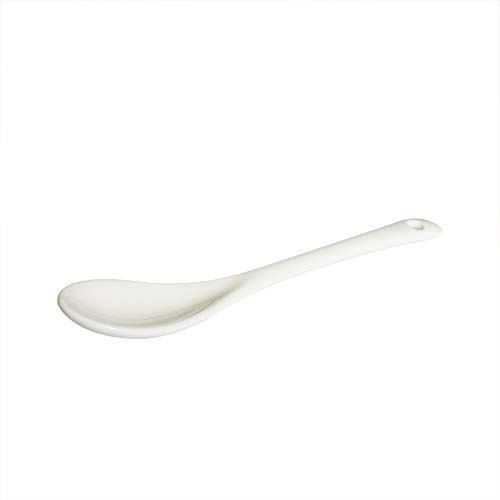 Yuauy 6 cucharas de porcelana para huevos, cucharas de cerámica, 5 pulgadas, café, postre, yogur, té lechoso