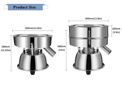 YUCHENG TECH Máquina vibratoria del tamiz Máquina de cribado de Polvo eléctrico Tamizadora automática para partículas de Polvo de Acero Inoxidable 1150 RPM (Host + tamiz de Malla 40)