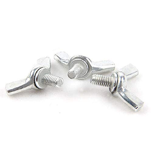 Yudesun Perno de Ala Sujetadores - Acero al Carbono Galjanoplastia de Zinc Blanco Juego de Tornillos Hilo Tornillo de Mano Tornillo de Mariposa Piezas de Maquinaria M6 (paquete de 20)