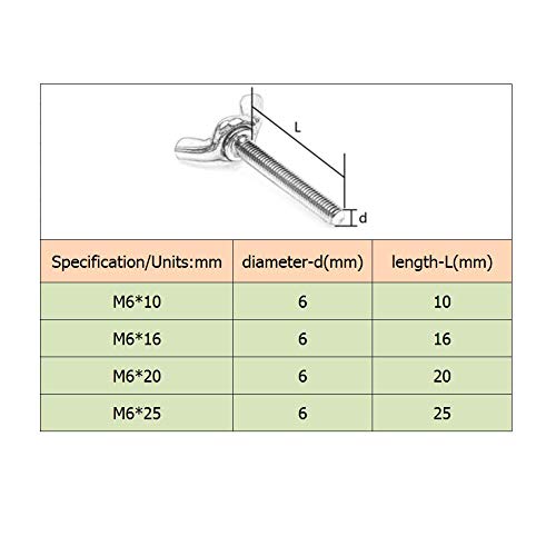 Yudesun Perno de Ala Sujetadores - Acero al Carbono Galjanoplastia de Zinc Blanco Juego de Tornillos Hilo Tornillo de Mano Tornillo de Mariposa Piezas de Maquinaria M6 (paquete de 20)