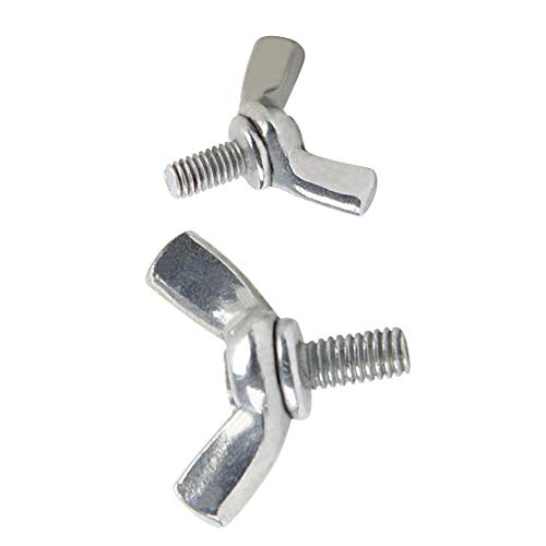 Yudesun Perno de Ala Sujetadores - Acero al Carbono Galjanoplastia de Zinc Blanco Juego de Tornillos Hilo Tornillo de Mano Tornillo de Mariposa Piezas de Maquinaria M6 (paquete de 20)