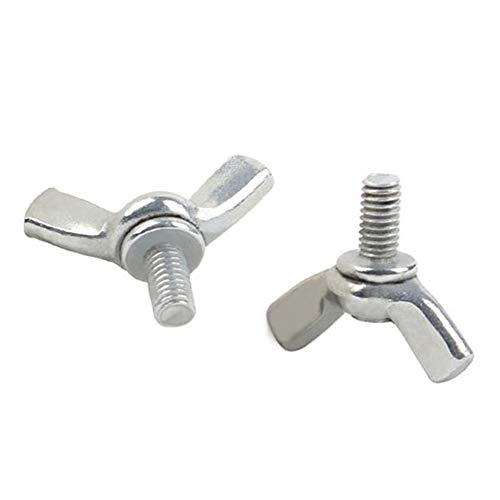 Yudesun Perno de Ala Sujetadores - Acero al Carbono Galjanoplastia de Zinc Blanco Juego de Tornillos Hilo Tornillo de Mano Tornillo de Mariposa Piezas de Maquinaria M6 (paquete de 20)