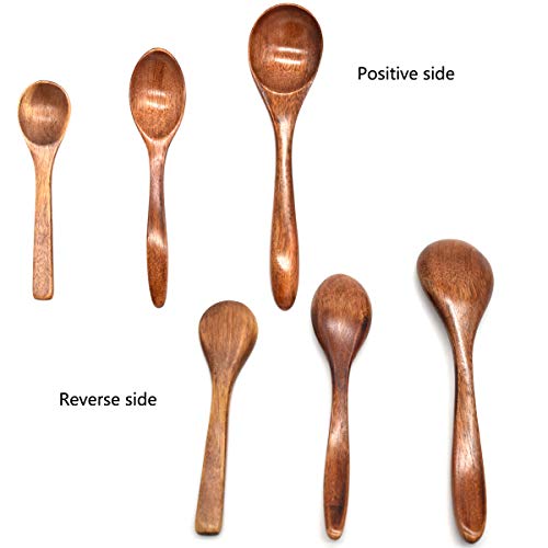 Yueser 3 Piezas Cuchara de Madera Natural Eco-Friendly Vajilla Sopa Té Miel Cuchara de café Accesorios de Cocina(3 Tamaños)