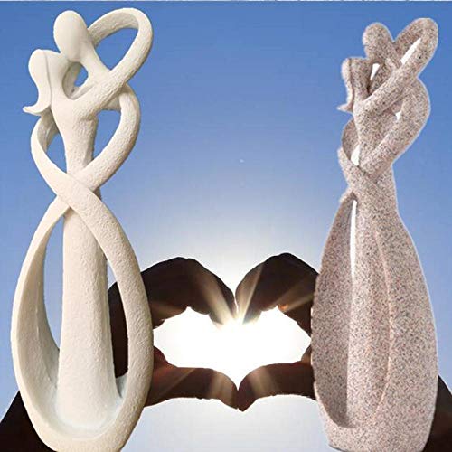 yueyue947 Figuritas de Amante de Besos de Piedra Arenisca Blanca de 23 cm Decoración de Boda Recuerdos de Aniversario decoración del hogar Vintage 23x8x5 cm Amantes de la Arena