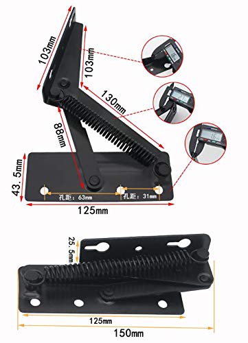 YUM 2 piezas de soporte de elevación plegable de 80 grados, la bisagra de resorte negro se usa ampliamente en el elevador de bisagras de sofá,
