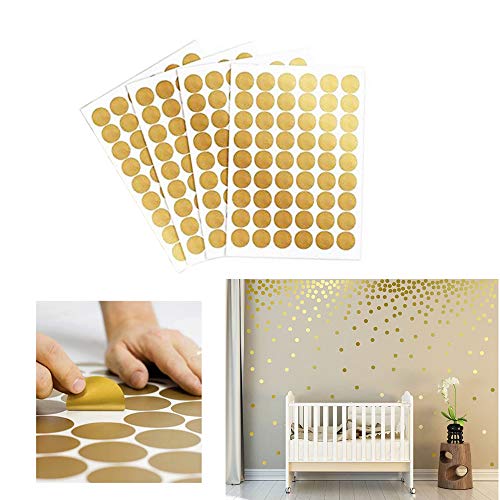 yyuezhi Puntos Adhesivos Dorados de Pared Autoadhesivos Vinilos Decorativos Círculo Dorado para Decoración de Habitaciones Infantiles Calcomanías Adhesivos de Pared Lunares Dorados 216pcs