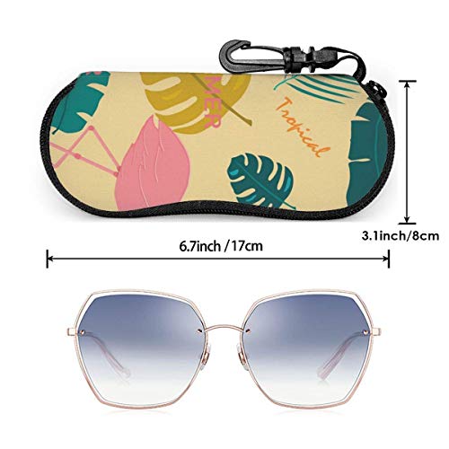 YZXC - Estuche para gafas con diseño de flamencos y hojas tópicas rosa pastel sin costuras que protege y almacena las gafas de sol, las gafas de lectura y la mayoría de las gafas, adecuado para hombr