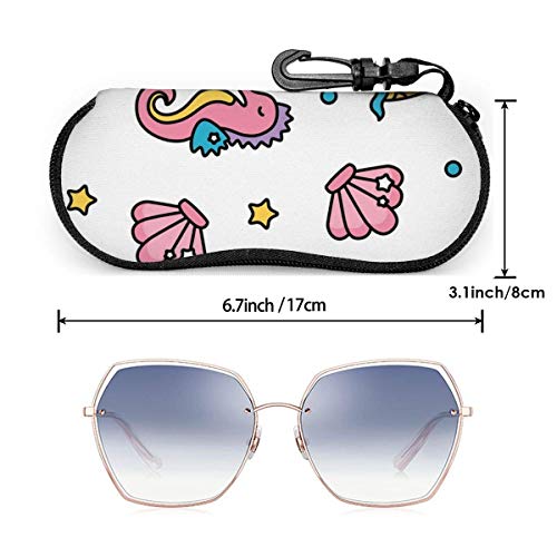 YZXC - Estuche para gafas con diseño de sirena y caballito de mar en colores pastel y arcoíris que protege y almacena las gafas de sol, las gafas de lectura y la mayoría de las gafas, adecuado para h