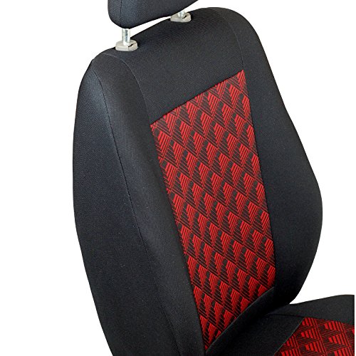 Zakschneider Fundas De Asiento para Citroen Jumpy - Conjunto De Fundas 1+2 - Color Premium Negro con Efecto 3D Rojo