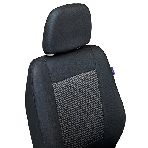 Zakschneider Fundas De Asiento para Peugeot Expert - Funda Delantera Sillón del Conductor - Color Premium Negro con Triángulos Grises