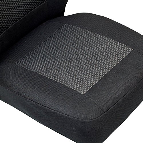 Zakschneider Fundas De Asiento para Peugeot Expert - Funda Delantera Sillón del Conductor - Color Premium Negro con Triángulos Grises