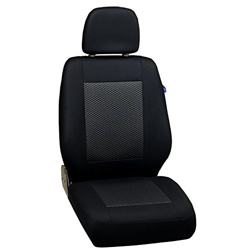 Zakschneider Fundas De Asiento para Peugeot Expert - Funda Delantera Sillón del Conductor - Color Premium Negro con Triángulos Grises