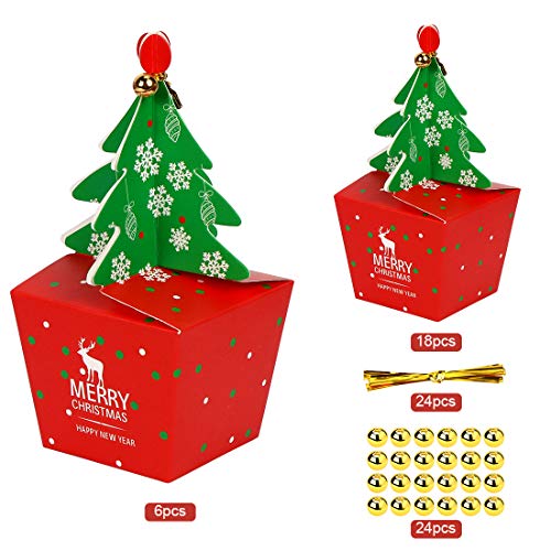 Zaloife Cajas de Regalo Navidad Calendario de Adviento, 24 Cajas de Calendario con 24 Pegatinas Adhesivos Digitales de Adviento, para Navidad, Fiesta, Decoración de Regalos